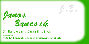 janos bancsik business card
